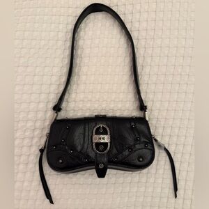 JW PEI Joy Crushed Buckle Leather Shoulder Bag Black